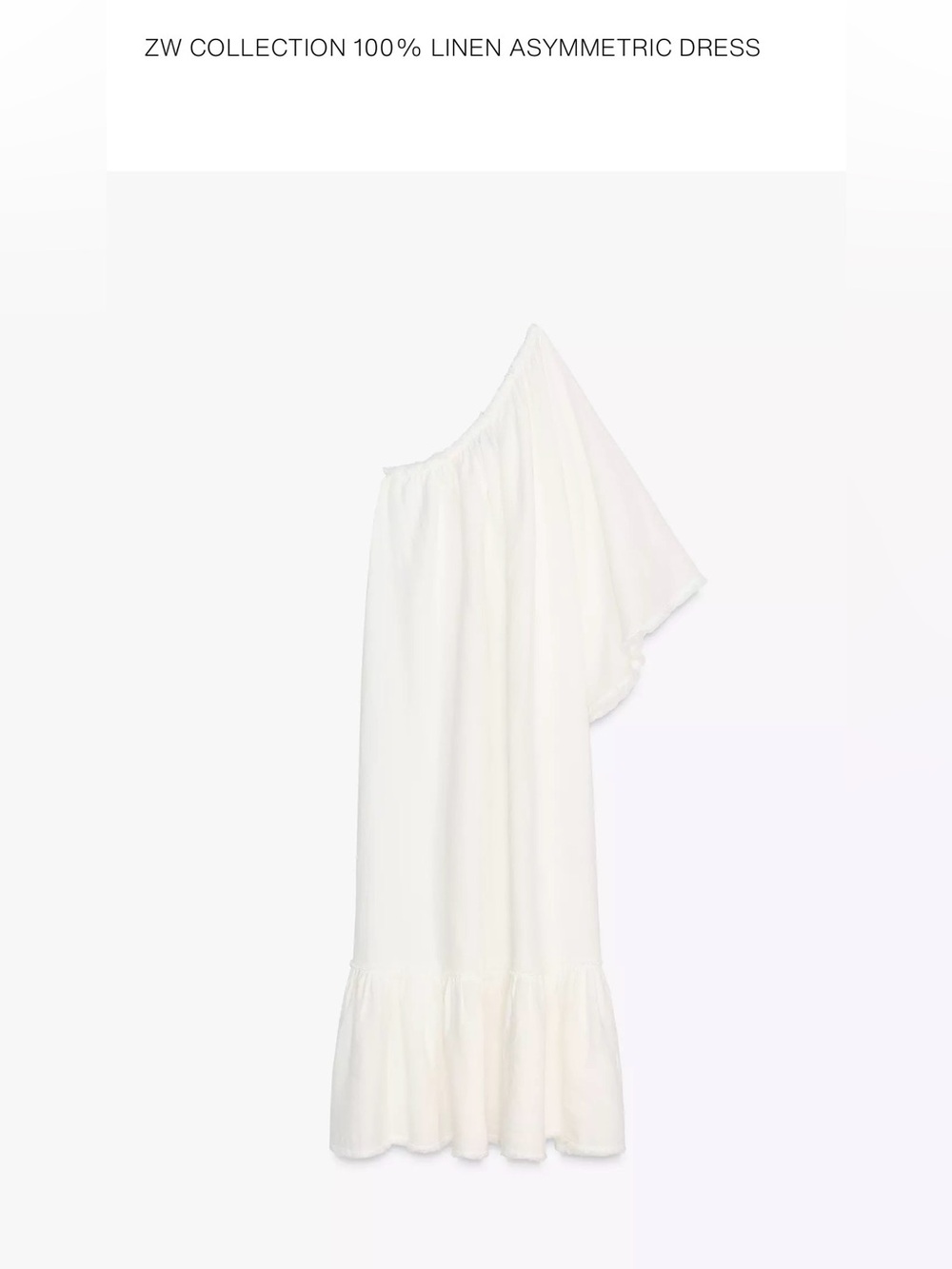 ZW Zara Collection One-Shoulder White Linen Dress